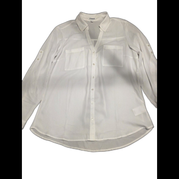 Express Button Down Portofino Womens Large White Long Sleeve Classic Workwear - Picture 1 of 6